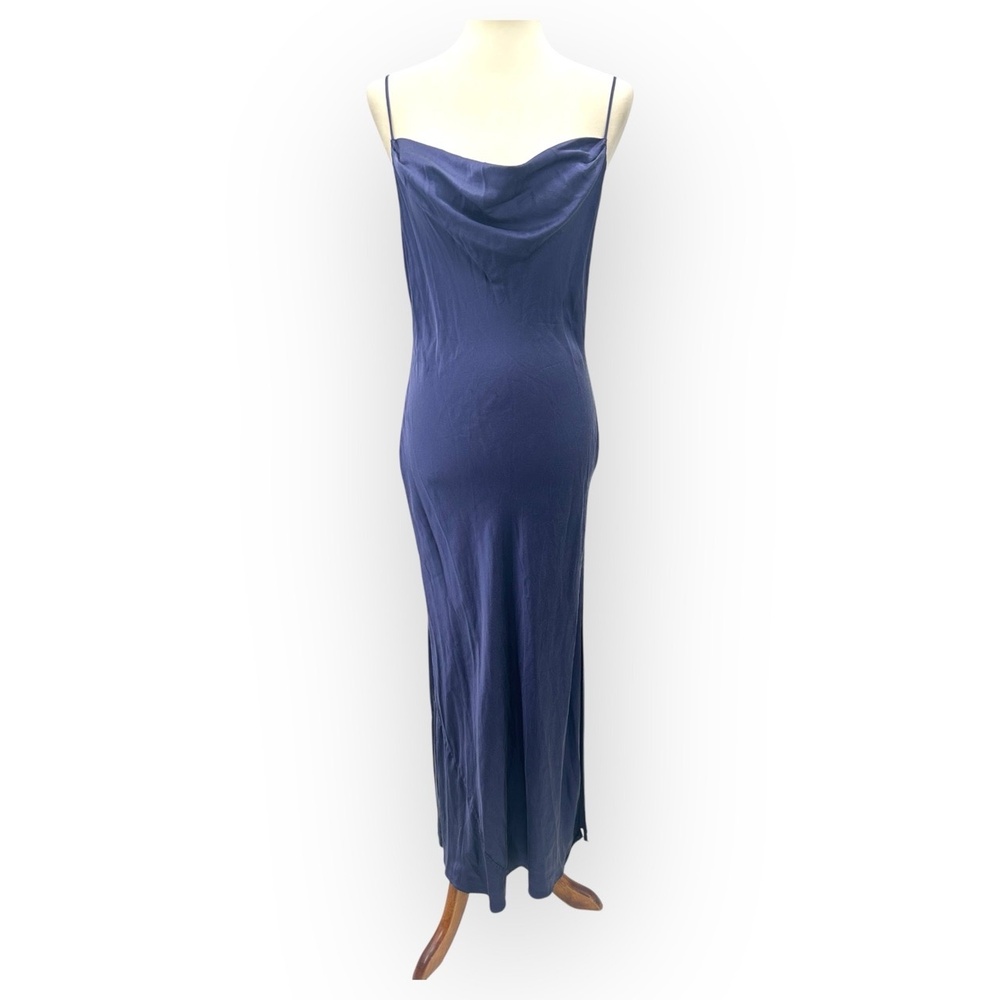 Vintage Victoria's Secret 90's Navy Blue Cowl Neck Spaghetti Silk Slip Dress